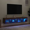 Muebles De Tv Con Luces Led 2 Unidades Marrón Roble 80x30x30 Cm