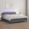 Cama Box Spring Colchón Y Led Cuero Sintético Gris 180x200 Cm