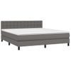 Cama Box Spring Colchón Y Led Cuero Sintético Gris 180x200 Cm