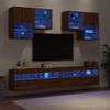 Muebles De Tv De Pared Con Luces Led 6 Piezas Marrón Roble