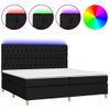 Cama Box Spring Colchón Y Luces Led Tela Negro 200x200 Cm