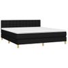 Cama Box Spring Con Colchón Led Tela Negro 180x200 Cm