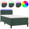 Cama Box Spring Colchón Y Led Terciopelo Verde Oscuro 90x200 Cm