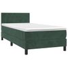 Cama Box Spring Colchón Y Led Terciopelo Verde Oscuro 90x200 Cm