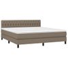 Cama Box Spring Colchón Y Luces Led Tela Gris Taupe 180x200 Cm