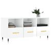 Mueble De Tv Madera Contrachapada Blanco Brillo 102x36x50 Cm