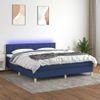 Cama Box Spring Con Colchón Y Led Tela Azul 180x200 Cm