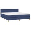 Cama Box Spring Con Colchón Y Led Tela Azul 180x200 Cm