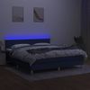 Cama Box Spring Con Colchón Y Led Tela Azul 180x200 Cm