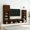 Muebles Tv Pared Con Led 4 Piezas Madera Ingeniería Marrón Roble