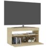 Mueble De Tv Con Luces Led Roble Sonoma 75x35x40 Cm
