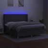 Cama Box Spring Colchón Y Luces Led Tela Gris Oscuro 180x200 Cm