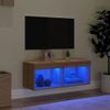 Mueble Para Tv Con Luces Led Roble Sonoma 80x30x30 Cm