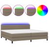 Cama Box Spring Colchón Y Luces Led Tela Gris Taupe 200x200 Cm