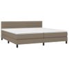 Cama Box Spring Colchón Y Luces Led Tela Gris Taupe 200x200 Cm