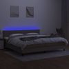 Cama Box Spring Colchón Y Luces Led Tela Gris Taupe 200x200 Cm