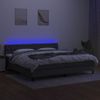 Cama Box Spring Colchón Y Luces Led Tela Gris Claro 200x200 Cm