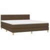 Cama Box Spring Con Colchón Led Tela Marrón Oscuro 180x200 Cm