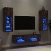 Muebles Tv Pared Con Led 6 Piezas Madera Ingeniería Roble Ahumado