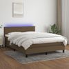 Cama Box Spring Con Colchón Led Tela Marrón Oscuro 140x190 Cm