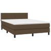 Cama Box Spring Con Colchón Led Tela Marrón Oscuro 140x190 Cm