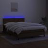 Cama Box Spring Con Colchón Led Tela Marrón Oscuro 140x190 Cm