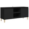 Mueble De Tv Con Patas De Madera Maciza Negro 103,5x35x50 Cm