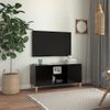 Mueble De Tv Con Patas De Madera Maciza Negro 103,5x35x50 Cm