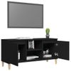 Mueble De Tv Con Patas De Madera Maciza Negro 103,5x35x50 Cm