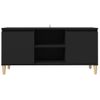 Mueble De Tv Con Patas De Madera Maciza Negro 103,5x35x50 Cm