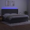 Cama Box Spring Colchón Y Led Terciopelo Gris Oscuro 200x200 Cm