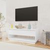 Mueble Para Tv Madera Contrachapada Blanco Brillo 102x41x44 Cm