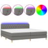 Cama Box Spring Con Colchón Y Led Tela Gris Oscuro 200x200 Cm