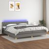 Cama Box Spring Con Colchón Y Led Tela Gris Oscuro 200x200 Cm