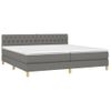 Cama Box Spring Con Colchón Y Led Tela Gris Oscuro 200x200 Cm