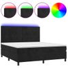 Cama Box Spring Colchón Y Led Terciopelo Negro 180x200 Cm