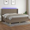 Cama Box Spring Colchón Y Luces Led Tela Gris Taupe 200x200 Cm