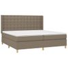 Cama Box Spring Colchón Y Luces Led Tela Gris Taupe 200x200 Cm