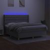 Cama Box Spring Colchón Y Luces Led Tela Gris Claro 180x200 Cm