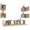 Set De Muebles Para Tv 6 Piezas Madera Contrachapada Roble Sonoma