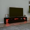 Mueble De Tv Con Luces Led Negro 200x36,5x40 Cm