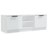 Mueble De Tv Madera Contrachapada Blanco Brillo 102x35x36,5 Cm