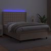 Cama Box Spring Colchón Led Cuero Sintético Capuchino 140x190cm