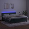 Cama Box Spring Colchón Y Led Terciopelo Verde Oscuro 160x200cm