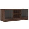 Mueble De Tv Con Puertas De Vidrio Marrón Roble 102x37x42 Cm