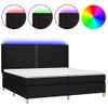 Cama Box Spring Colchón Y Luces Led Tela Negro 200x200 Cm