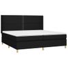 Cama Box Spring Colchón Y Luces Led Tela Negro 200x200 Cm