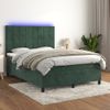 Cama Box Spring Colchón Y Led Terciopelo Verde Oscuro 140x190cm