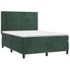 Cama Box Spring Colchón Y Led Terciopelo Verde Oscuro 140x190cm