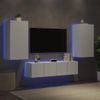 Muebles De Tv De Pared Con Led 4 Piezas Madera Ingeniería Blanco